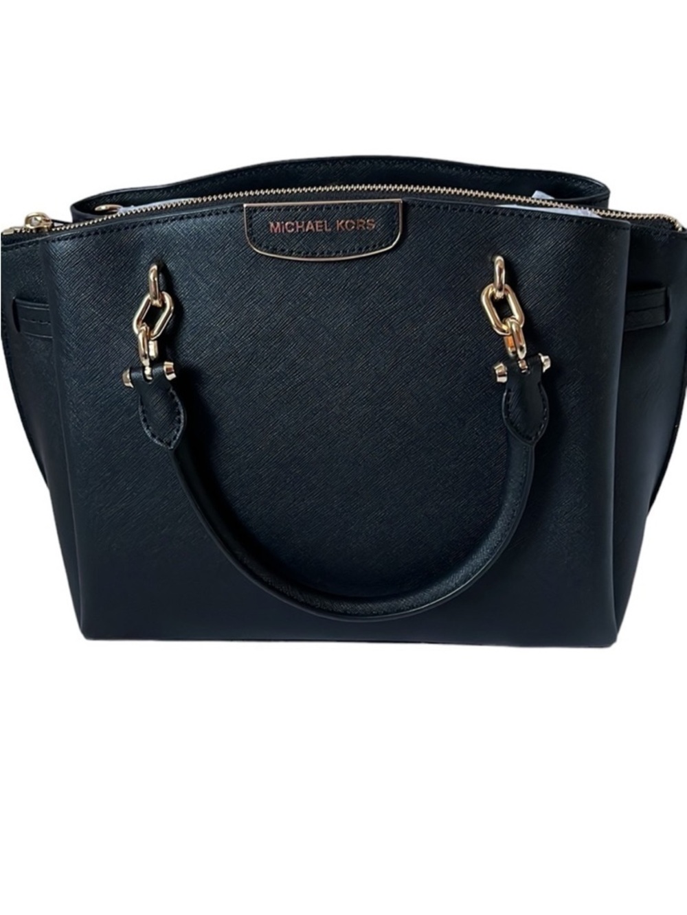 Michael Kors Black Leather Satchel Crossbody Bag QVC Exclusive